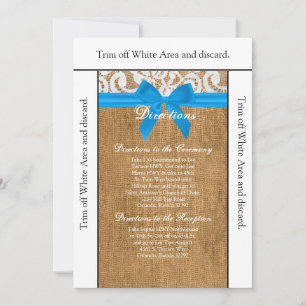 3.5x6 Directions Card Blue Burlap Lace