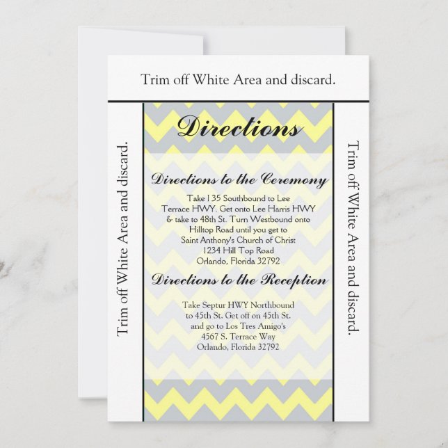3.5x6 Directions Card Chevron Yellow & Grey (Front)