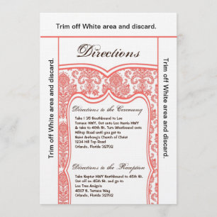 3.5x6 Directions Card Coral Oran Damask