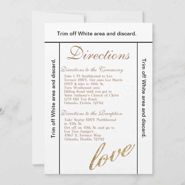 3.5x6 Directions Card Gold Foil Glitter Love (Front)