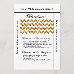 3.5x6 Directions Card Gold Glitter Chevron Stripe
