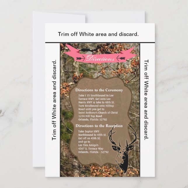 3.5x6 Directions Card Hunting Deer Buck Head Camo (Front)