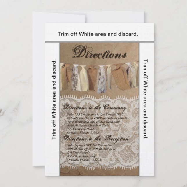 3.5x6 Directions Card Kraft Paper Bag Lace Burlap (Front)
