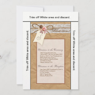 3.5x6 Directions Card Kraft Paper Lace Twine Bow