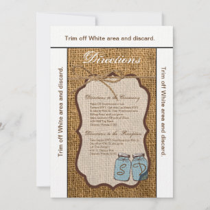 3.5x6 Directions Card Mason Jar Burlap Country Rus