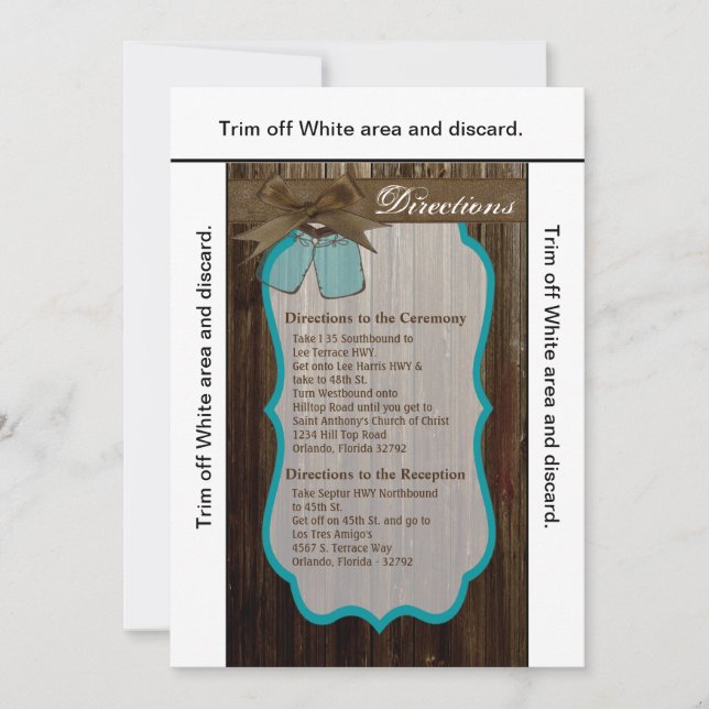 3.5x6 Directions Card Mason Jar Initials Rustic (Front)