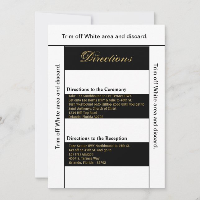 3.5x6 Directions Card Modern Stripe Black White Co (Front)