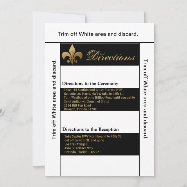 3.5x6 Directions Card Modern Stripe Black White Co (Front)