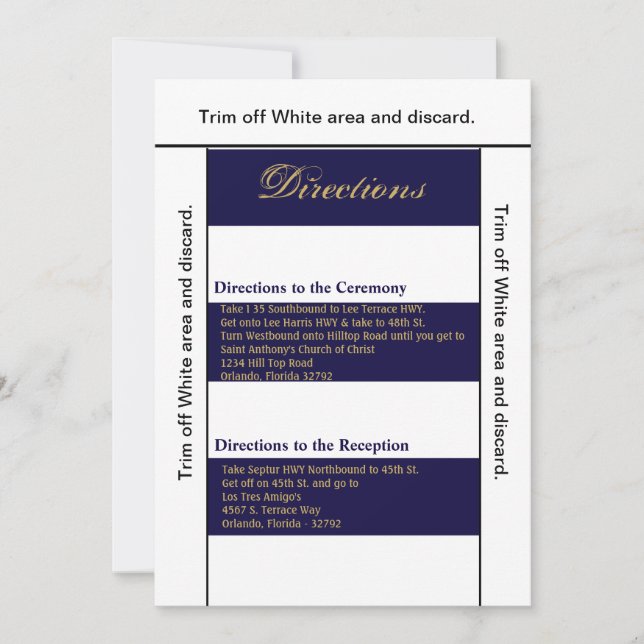 3.5x6 Directions Card Modern Stripe Navy White Co (Front)