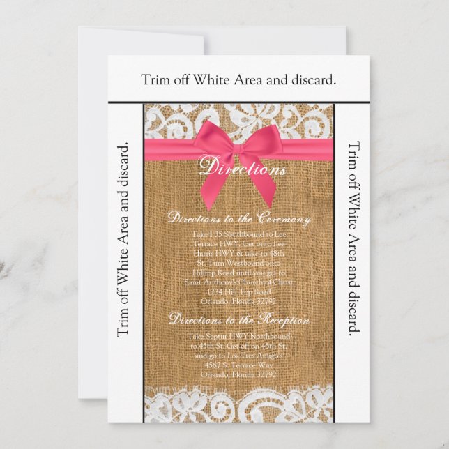 3.5x6 Directions Card Pink Burlap Lace (Front)