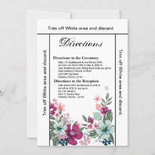 3.5x6 Directions Card Tropical Flowers on White