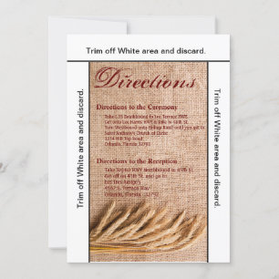 3.5x6 Directions Card Wheat on Burlap Sack Country
