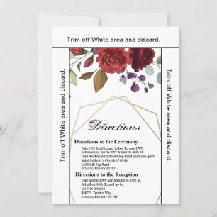 3.5x6 Directions Card White Roses Gold Geometric