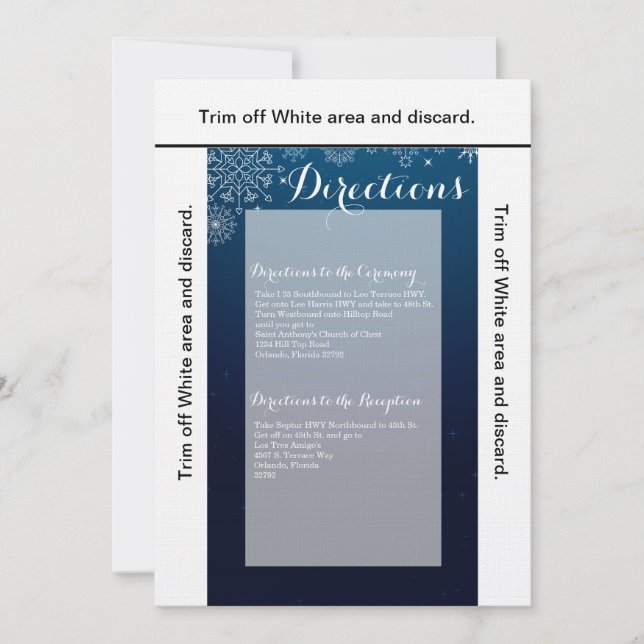 3.5x6 Directions Card Winter Snowflakes Snow Ice (Front)