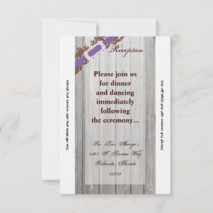 3.5x7 Reception Card Barn Wood Diamond Ribbon Band
