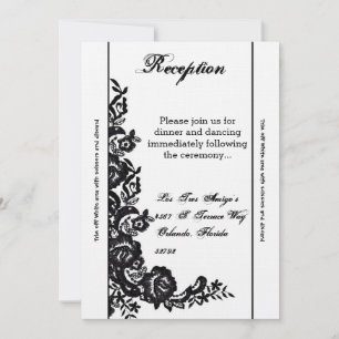 3.5x7 Reception Card Black Lace Damask Antique