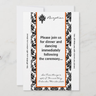 3.5x7 Reception Card Black Orang Damask
