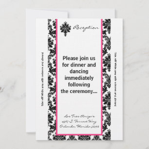 3.5x7 Reception Card Black Pink Damask