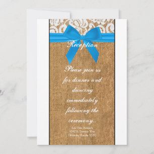 3.5x7 Reception Card Blue Burlap Lace