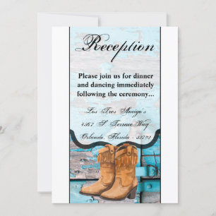3.5x7 Reception Card Blue Wood Barn Door Boots