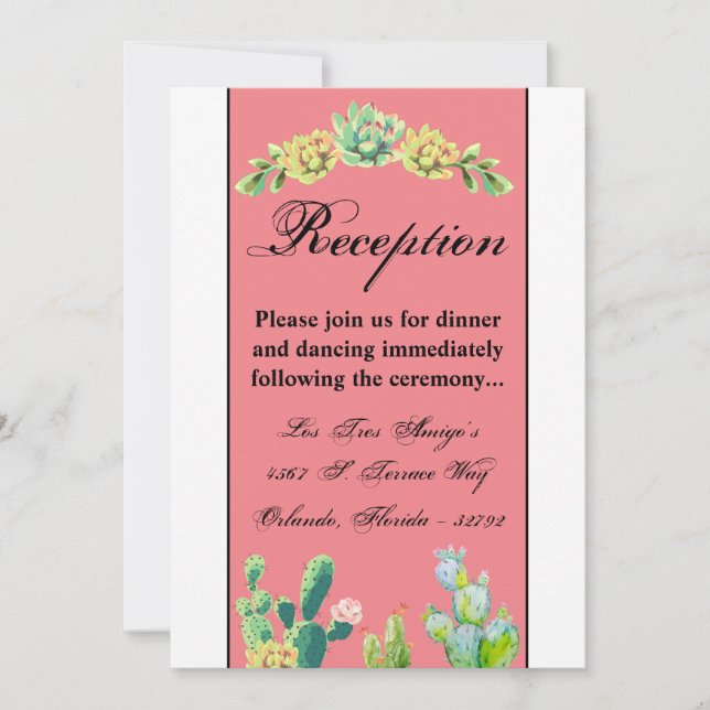3.5x7 Reception Card Bohemian Cactus Succulents De (Front)