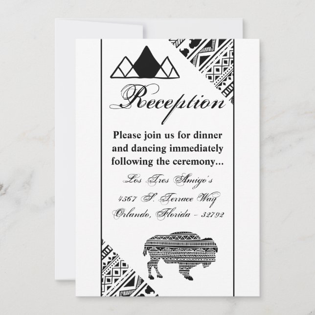 3.5x7 Reception Card Boho Buffalo Tribal Pattern B (Front)
