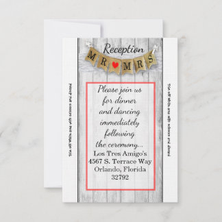 3.5x7 Reception Card Burlap Mr. and Mrs. Banner
