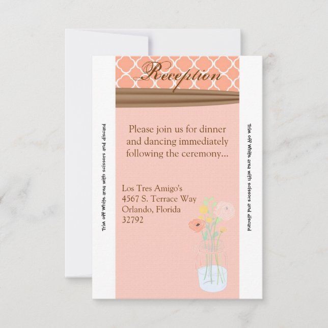 3.5x7 Reception Card Country Mason Jar Flowers (Front)