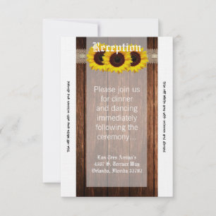 3.5x7 Reception Card Country Sunflower Wood Lace