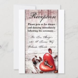 3.5x7 Reception Card Country Wood Key to my Heart 