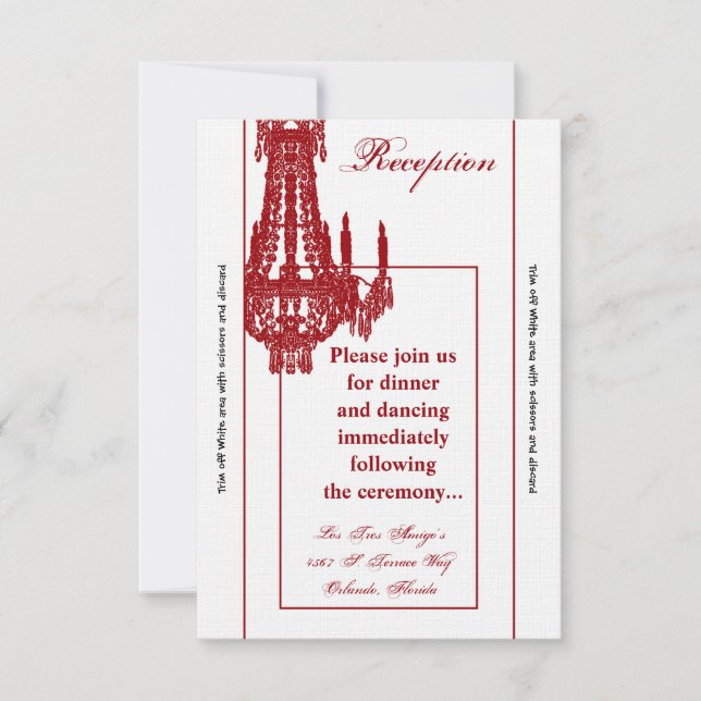 3.5x7 Reception Card Crystal Chandelier Glitz Glam (Front)