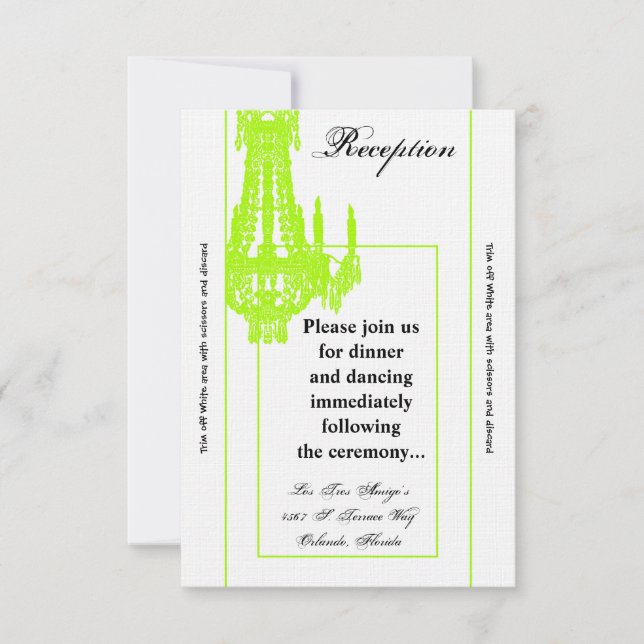 3.5x7 Reception Card Crystal Chandelier Glitz Glam (Front)