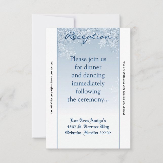 3.5x7 Reception Card Crystal Snowflakes Winter (Front)