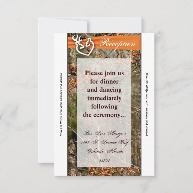 3.5x7 Reception Card Deer Couple Doe Buck Camo (Front)
