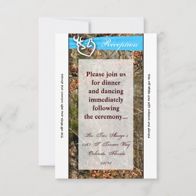 3.5x7 Reception Card Deer Couple Doe Buck Camo (Front)