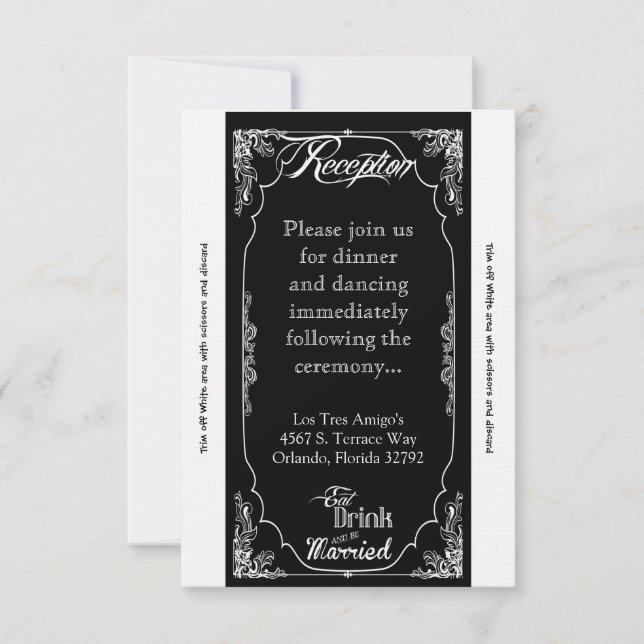 3.5x7 Reception Card Eat Drink Be Married Black (Front)