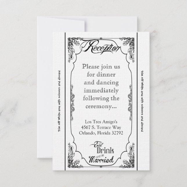 3.5x7 Reception Card Eat Drink Be Married White (Front)