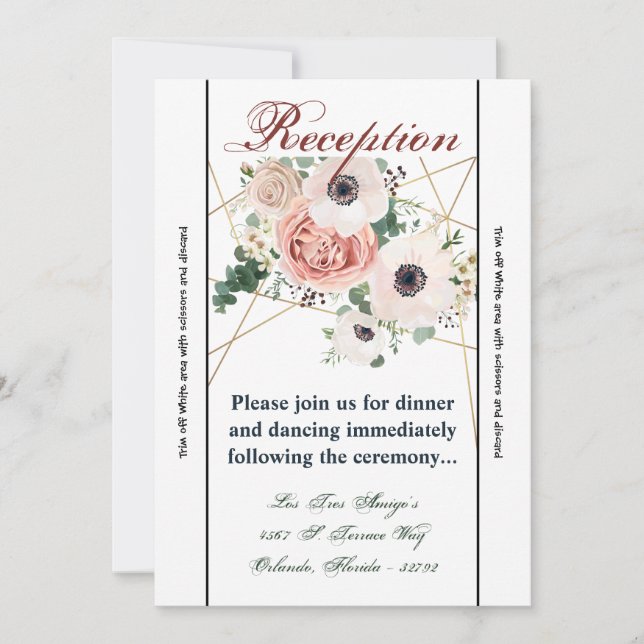 3.5x7 Reception Card Geometric Garden Rose Anemone (Front)