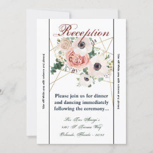 3.5x7 Reception Card Geometric Garden Rose Anemone