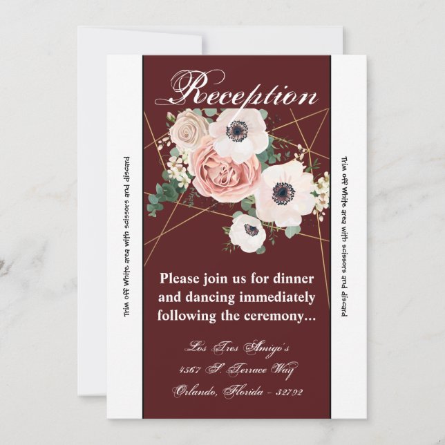 3.5x7 Reception Card Geometric Garden Rose Wine (Front)