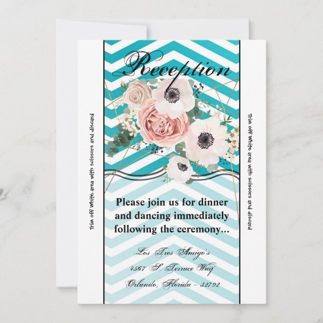 3.5x7 Reception Card Geometric Rose Chevron Teal Z (Front)