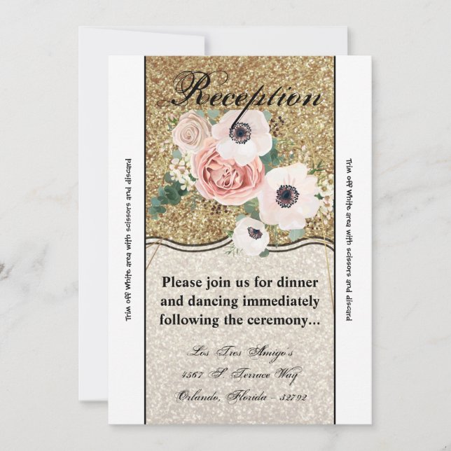 3.5x7 Reception Card Geometric Rose Gold Glitter (Front)