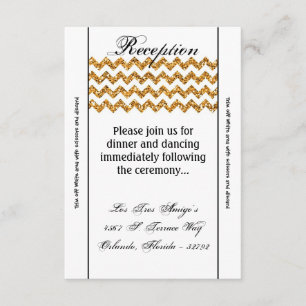 3.5x7 Reception Card Gold Glitter Chevron Stripe