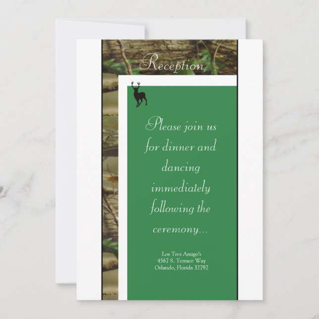 3.5x7 Reception Card Green Deer and Camo (Front)