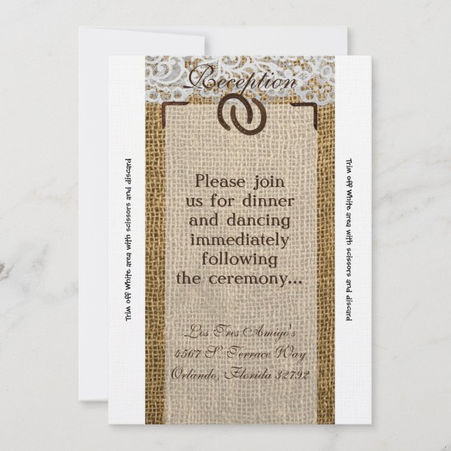 3.5x7 Reception Card Horse Shoes Burlap (Front)