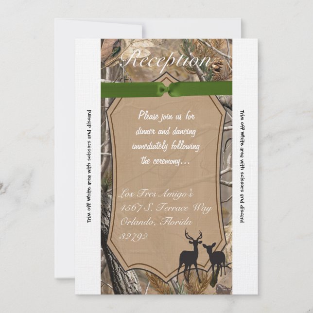 3.5x7 Reception Card Hunters Camo Camoflauge Deer (Front)