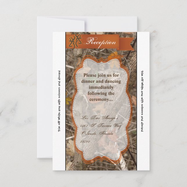 3.5x7 Reception Card Hunting Couple Deer Doe Buck (Front)