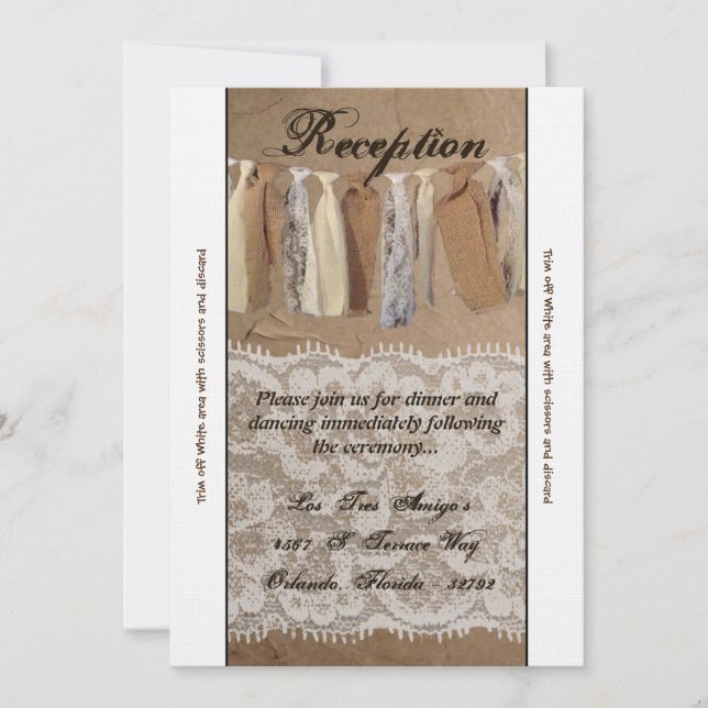 3.5x7 Reception Card Kraft Paper Bag Lace Burlap (Front)