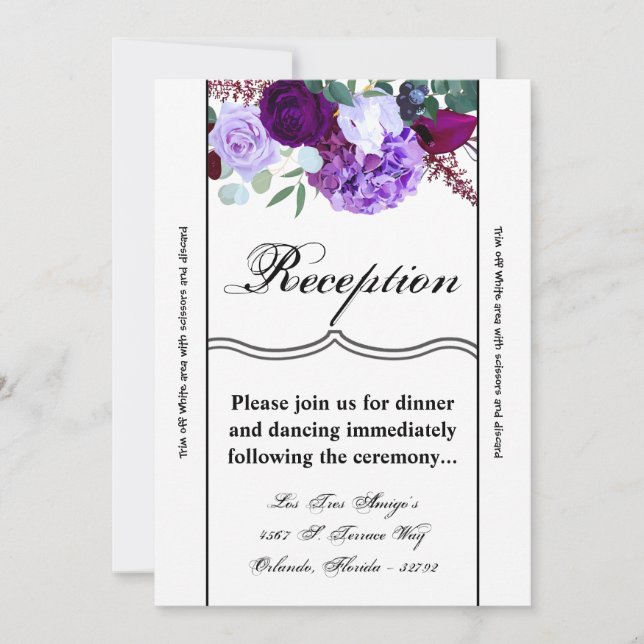 3.5x7 Reception Card Lavender Hibiscus on White (Front)