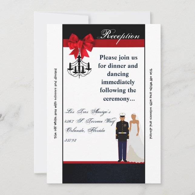 3.5x7 Reception Card Marine Hispanic Uniform Groom (Front)